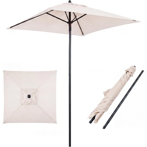 Giantex 5ft Square Patio Umbrella, Outdoor Table Umbrella with Push Bottom Tilt, 4 Sturdy Ribs, Fade Resistant & Waterproof Canopy, Market Umbrella for Deck, Pool, Backyard, Garden, Beach(Beige)