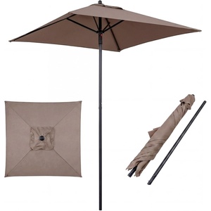 Giantex 5ft Square Patio Umbrella, Outdoor Table Umbrella with Push Bottom Tilt, 4 Sturdy Ribs, Fade Resistant & Waterproof Canopy, Market Umbrella for Deck, Pool, Backyard, Garden, Beach(Brown)