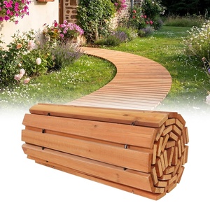 Giantex 8 FT Garden Pathway 2 Pack, 21.5”W Waterproof HDPE Outdoor Walkway, Non-Slip Surface, Weather Resistant Roll Out Straight Walkway for Outside Patio Backyard Beach Wedding Party, Natural Oak(Golden Teak)