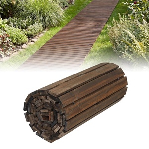 Giantex 8 FT Garden Pathway 2 Pack, 21.5”W Waterproof HDPE Outdoor Walkway, Non-Slip Surface, Weather Resistant Roll Out Straight Walkway for Outside Patio Backyard Beach Wedding Party, Natural Oak(Carbonized Brown)