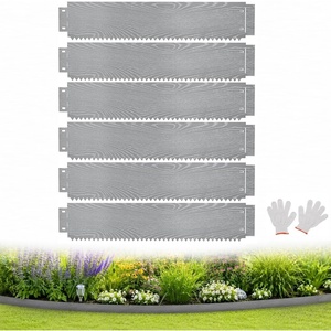 Giantex Garden Landscape Edging Border, 6 Pcs Flexible Galvanized Metal Garden Edging with Wood Grain Look, 20FT Bendable Interlocking Lawn Edging for Flower Beds, Pathways & Backyard Landscaping(6 Pack-43.5″Lx8.5″H)