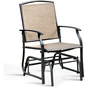 Giantex Patio Glider Chairs Set – 2 PCS Gliding Rocking Chairs w/Weather-Resistant Fabric, Heavy-Duty Metal Frame, 400 Lbs Weight Capacity, Outdoor Swing Glider for Garden, Yard, Poolside (2, Brown)(Khaki)