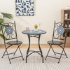 Giantex Bistro Table and Chairs Set of 2, 3 Pieces Mosaic Patio Table with Folding Chairs, Steel Frame, Outdoor Round Patio Furniture Set, Portable for Porch Balcony Garden(Multicolor (Floral Pattern))