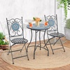 Giantex Bistro Table and Chairs Set of 2, 3 Pieces Mosaic Patio Table with Folding Chairs, Steel Frame, Outdoor Round Patio Furniture Set, Portable for Porch Balcony Garden(Multicolor (Floral Pattern))