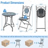 Giantex Bistro Table and Chairs Set of 2, 3 Pieces Mosaic Patio Table with Folding Chairs, Steel Frame, Outdoor Round Patio Furniture Set, Portable for Porch Balcony Garden(Multicolor (Floral Pattern))