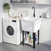 Giantex Freestanding Utility Sink with Faucet & Drain Kit, 14.5 Gal Laundry Tub with Soap Dispenser, Drying Rack & Storage Shelf, Portable Wash Station for Laundry Room, Garage, Basement, Outdoor(White)
