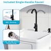 Giantex Freestanding Utility Sink with Faucet & Drain Kit, 14.5 Gal Laundry Tub with Soap Dispenser, Drying Rack & Storage Shelf, Portable Wash Station for Laundry Room, Garage, Basement, Outdoor(White)