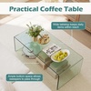 Giantex Glass Coffee Table, 40 Inch Clear Center Table with Tempered Glass Top & Round Edges, Rectangle Accent Cocktail Tea Table, Modern Waterfall Living Room Tables for Small Spaces