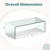 Giantex Glass Coffee Table, 40 Inch Clear Center Table with Tempered Glass Top & Round Edges, Rectangle Accent Cocktail Tea Table, Modern Waterfall Living Room Tables for Small Spaces