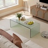 Giantex Glass Coffee Table, 40 Inch Clear Center Table with Tempered Glass Top & Round Edges, Rectangle Accent Cocktail Tea Table, Modern Waterfall Living Room Tables for Small Spaces