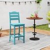 Giantex Outdoor HDPE Bar Stool, Patio Tall Bar Chair with Backrest and Footrest, 30 Inches Counter Height Barstools for Garden, Backyard, Weather Resistance, Easy Maintenance (2, White)(Turquoise)