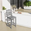 Giantex Outdoor HDPE Bar Stool, Patio Tall Bar Chair with Backrest and Footrest, 30 Inches Counter Height Barstools for Garden, Backyard, Weather Resistance, Easy Maintenance (2, White)(Grey)