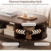 Giantex Oval Coffee Table, 47.5″ Mid Century Modern Center Table with Sliding Tambour Doors, Hidden Storage & Open Compartment, Fluted Wood Living Room Tables for Small Space (Walnut)(Walnut)