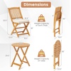 Giantex Patio Bistro Set 3 Pieces, Outdoor Acacia Wood Folding Table & Chairs Set with 2 Padded Cushions, Patio Conversation Furniture Set for Backyard, Garden, Balcony, Poolside (Natural & Beige)(Natural & Beige)