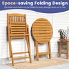 Giantex Patio Bistro Set 3 Pieces, Outdoor Acacia Wood Folding Table & Chairs Set with 2 Padded Cushions, Patio Conversation Furniture Set for Backyard, Garden, Balcony, Poolside (Natural & Beige)(Natural & Navy)