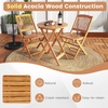 Giantex Patio Bistro Set 3 Pieces, Outdoor Acacia Wood Folding Table & Chairs Set with 2 Padded Cushions, Patio Conversation Furniture Set for Backyard, Garden, Balcony, Poolside (Natural & Beige)(Natural & Beige)