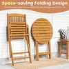 Giantex Patio Bistro Set 3 Pieces, Outdoor Acacia Wood Folding Table & Chairs Set with 2 Padded Cushions, Patio Conversation Furniture Set for Backyard, Garden, Balcony, Poolside (Natural & Beige)(Natural & Beige)