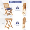 Giantex Patio Bistro Set 3 Pieces, Outdoor Acacia Wood Folding Table & Chairs Set with 2 Padded Cushions, Patio Conversation Furniture Set for Backyard, Garden, Balcony, Poolside (Natural & Beige)(Natural & Navy)