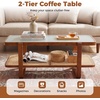 Giantex Rattan Coffee Table, 41.5″ Farmhouse Center Table with Storage & Frosted Tempered Glass, Wood Boho Accent Cocktail Tea Table, Modern Living Room Table for Small Spaces, Walnut(Walnut)