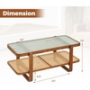 Giantex Rattan Coffee Table, 41.5″ Farmhouse Center Table with Storage & Frosted Tempered Glass, Wood Boho Accent Cocktail Tea Table, Modern Living Room Table for Small Spaces, Walnut(Walnut)
