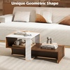 Giantex Small Coffee Table with Storage, 31.5″ Wood Unique Center Table with 2-Tier Shelf, Low Accent Cocktail Tea Table, Mid Century Modern Coffee Table for Living Room, Small Spaces, Walnut & White