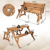 Giantex Wooden Picnic Table Set, 2 in-1 Folding Picnic Bench Set Transforming Interchangeable, Outdoor Patio Dining Table with Built-in Umbrella Hole, Convertible Picnic Table and Garden Bench