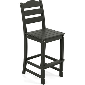 Giantex Outdoor HDPE Bar Stool, Patio Tall Bar Chair with Backrest and Footrest, 30 Inches Counter Height Barstools for Garden, Backyard, Weather Resistance, Easy Maintenance (2, White)(Black)