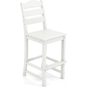 Giantex Outdoor HDPE Bar Stool, Patio Tall Bar Chair with Backrest and Footrest, 30 Inches Counter Height Barstools for Garden, Backyard, Weather Resistance, Easy Maintenance (2, White)(White)