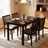 Giantex Dining Table Set for 4, Rectangular Kitchen Table Set w/4 Upholstered Chairs & Solid Rubber Wood Frame, Space-Saving Dinette Set for Small Space, Dining Room, Breakfast Nook
