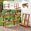 Giantex Foldable Plant Shelf, 2-Tier Solid Wood Indoor Outdoor Flower Pot Display Rack, Corner Storage Bookshelf, Freestanding Tiered Plant Stand for Garden Patio Balcony, No Assembly(2-Tier)