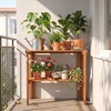 Giantex Foldable Plant Shelf, 2-Tier Solid Wood Indoor Outdoor Flower Pot Display Rack, Corner Storage Bookshelf, Freestanding Tiered Plant Stand for Garden Patio Balcony, No Assembly(2-Tier)