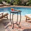Giantex Outdoor Side Table, Bright Sunflower Mosaic Patio Accent Table, 14″ Coffee End Table, Indoor Outdoor Metal Plant Stand for Porch Garden Balcony Desk(Floral Clover)