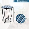 Giantex Outdoor Side Table, Bright Sunflower Mosaic Patio Accent Table, 14″ Coffee End Table, Indoor Outdoor Metal Plant Stand for Porch Garden Balcony Desk(Floral Clover)