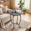 Giantex Outdoor Side Table, Bright Sunflower Mosaic Patio Accent Table, 14″ Coffee End Table, Indoor Outdoor Metal Plant Stand for Porch Garden Balcony Desk(Blooming Lotus)
