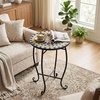 Giantex Outdoor Side Table, Bright Sunflower Mosaic Patio Accent Table, 14″ Coffee End Table, Indoor Outdoor Metal Plant Stand for Porch Garden Balcony Desk(Bright Sunflower)