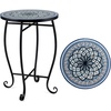 Giantex Outdoor Side Table, Bright Sunflower Mosaic Patio Accent Table, 14″ Coffee End Table, Indoor Outdoor Metal Plant Stand for Porch Garden Balcony Desk(Blooming Lotus)